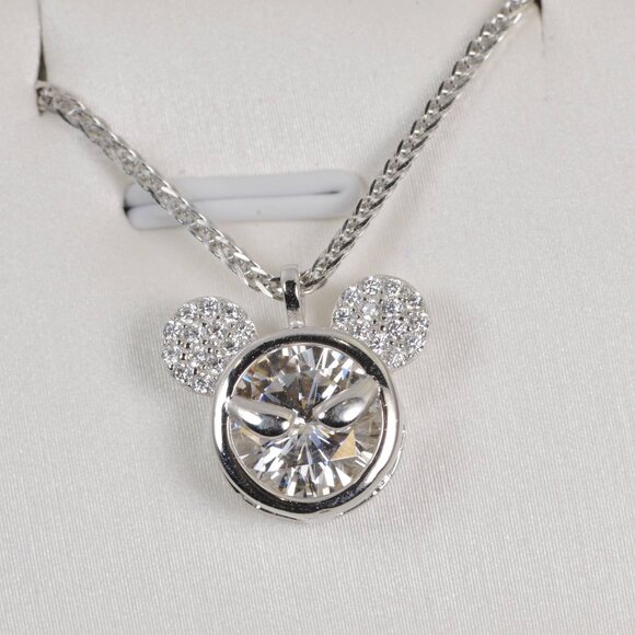 GRA Certified 2ct Angry Mickey Mouse Moissanite Pendant 18" 925 Sterling - Picture 1 of 4